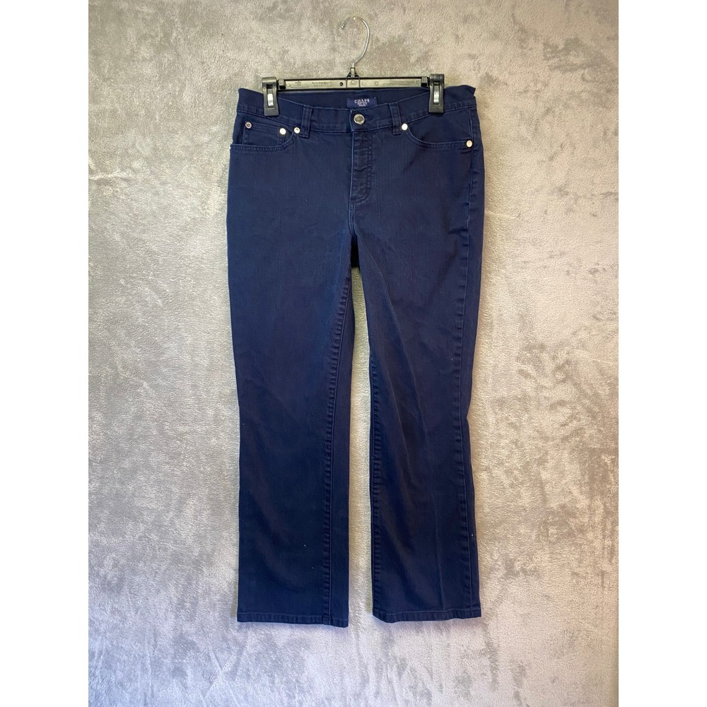 Chaps Navy Blue Straight Leg Petite Jeans Size 8P Stretch Denim Mid Rise